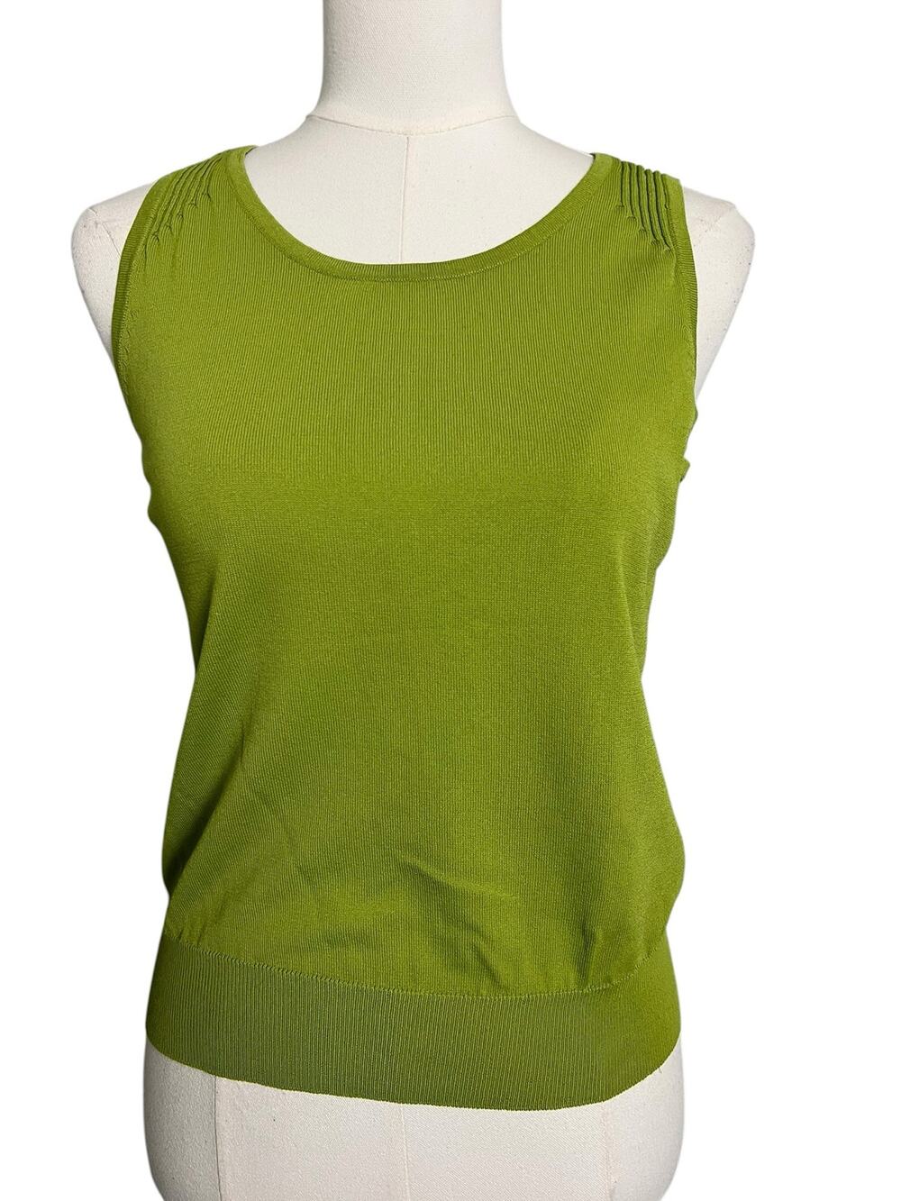 Premise Petite Lime Green Sleeveless Sweater Shell Rayon Nylon Knit Top PS